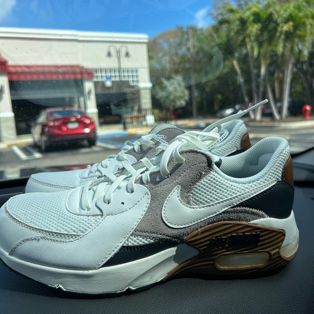 Nike Air Max in White, Gray, and Brown